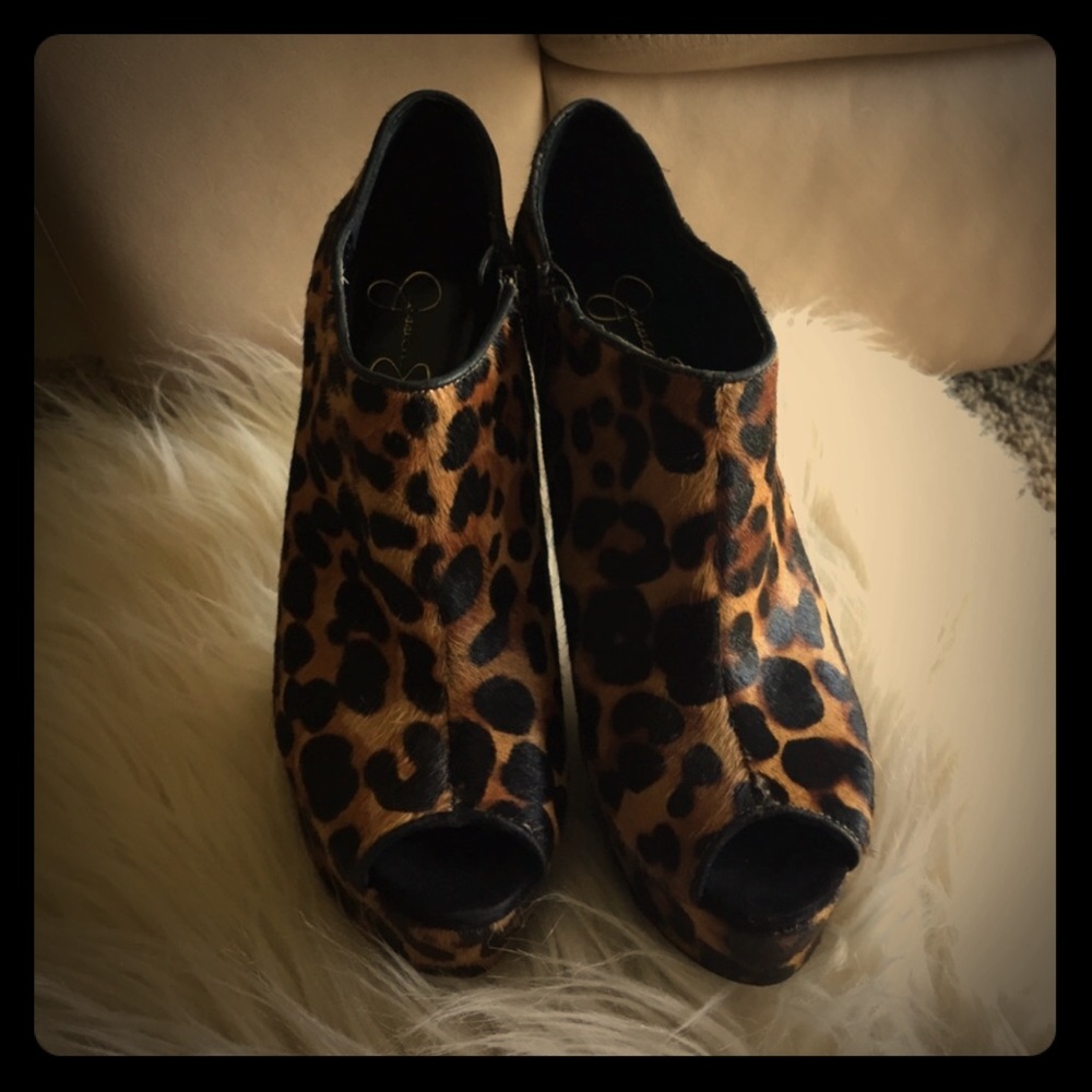 Leopard print booties.